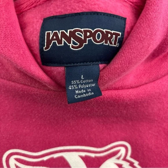 Jansport Wisconsin Badgers Pink Hoodie Womens Size Large Rare - Picture 6 of 8